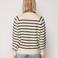 Herita Women's Turtleneck Striped Knit Sweater with Buttonhole Collar