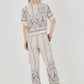Short Sleeve Ethnic Linen Crop Shirt Pants Set