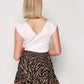 Women's V-Neck Shoulder Patterned Knitwear Blouse - White