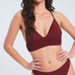 Smocking Padded Bikini Set - Maroon