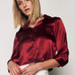 Sateen Crop Shirt - Burgundy