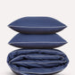 Classic Percale - Duvet Cover Set- Navy Blue with White Piped Edge