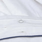 Classic Percale Duvet Cover- White with Navy Blue Pipe Edge