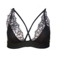 Cross Strap Lined Triangle Lace Bra Daisy Black