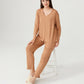 Plus Size Loungewear Set - Light Brown - Ocoza