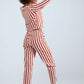 Long Sleeve Striped Pyjama Set Orange