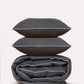 Classic Percale - Duvet Cover Set- Anthracite with White Piped Edge