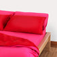 Reversible Sateen Bedding Set - Fuchsia & Red