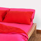 Reversible Percale Bedding Set - Fuchsia & Red