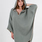 Cocoon Cotton Poncho-Green