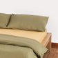 Sateen Stripe Duvet Cover - Oil Green