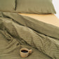 Sateen Stripe Duvet Cover - Oil Green