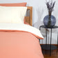 Reversible Percale Bedding Set - Peach & Ecru