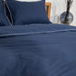 Classic Percale Pillowcase 2pcs- Navy Blue with White Pipe Edge