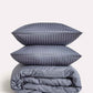 Sateen Stripe - Duvet Cover Set - Dark Grey