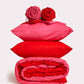Reversible Percale Bedding Set - Fuchsia & Red